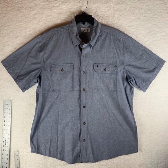 Carhartt Men's‎ Short Sleeve Relaxed Fit Chambray Button Down Shirt Size XL 9046 - Picture 1 of 8